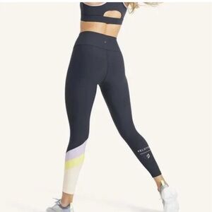 Peloton Navy Blue Leggings with Pastel Colorblock Detail Size Large